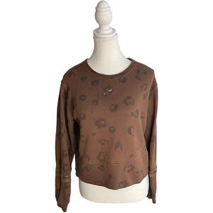 Splendid Corinna Leopard Print Sweatshirt Black Brown